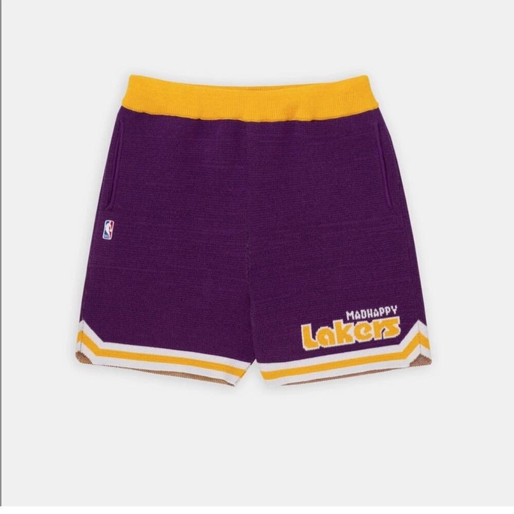 MADHAPPY X Mitchell & Ness NBA Los Angeles Lakers Purple Knit Shorts Size Large